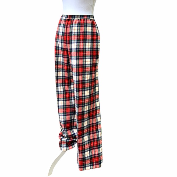 Vintage Pendleton Red Plaid 100% Wool Wide Leg High Waisted Pants Youth 13-14 - Picture 10 of 12
